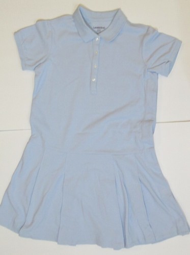 LANDS END 3 Blue School Uniform Adaptive Short Sleeve Mesh Polo Dresses Girls 8 - Picture 2 of 11