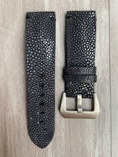 Size 20mm/18mm, Handmade Black Stingray Leather Watch Strap Band, Custom Strap