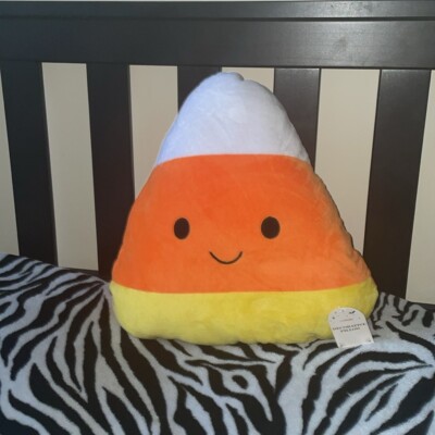 New with tags bullseye target plush candy corn Halloween decor throw pillow