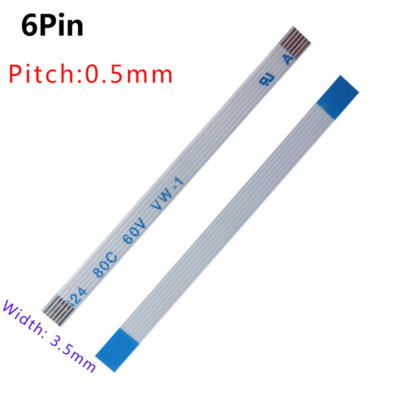 FFC/FPC Flexible Flat Cable 0.5mm 6Pin 80C 60V VW-1 50/80/100/300/500/600-3000mm