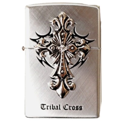 Zippo Lighter Tribal Cross Chrome Korea Unique 📌 Genuine