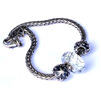 LAA TROLLBEAD Sterling Silver Foxtail Bracelet Clasp Snow