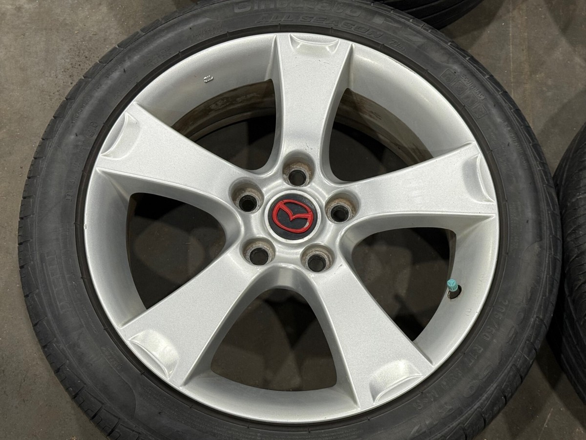 2004 2005 2006 Mazda 3 OEM Original Silver Wheels Rims + Caps 17X6