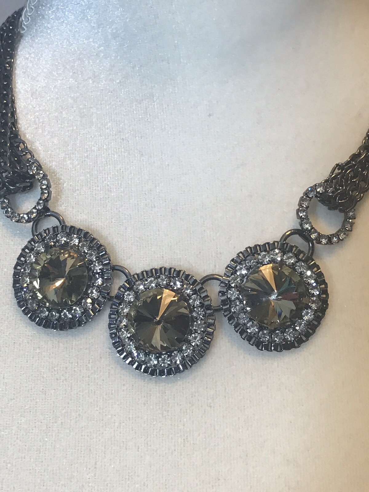 18” Multiple Chain Rhinestone Statement Necklace - image 5