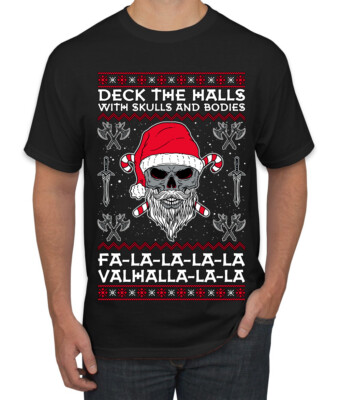 Valhalla Deck The Halls With Skulls & Bodies  Men TShirt