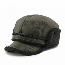 Men Thick Warm Lined Fuzzy Fleece Baseball Cap Winter Ear Warmer Hat Retro Chic