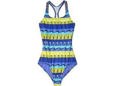 Nike L6940 Kids Blue Clash Racerback One-Piece Swimsuit Size Large