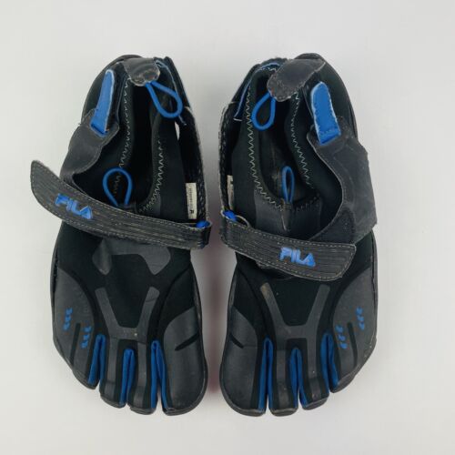 FILA Skele-Toes Black Blue EZ Slide Mens 7 Water Barefoot Running Athletic Shoes - Picture 1 of 9