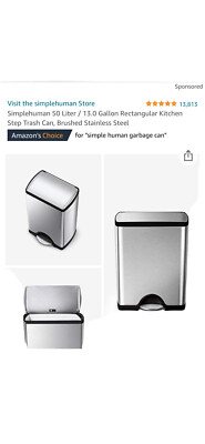 simplehuman 58 Liter / 15.3 Gallon Rectangular Hands-Free Dual Compartment B13