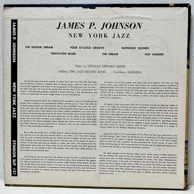 洋楽 New York Jazz - James P. Johnson STINSON James P Johnson ‎– New York Jazz Stinson Records ‎– SLP 21 - YouTube