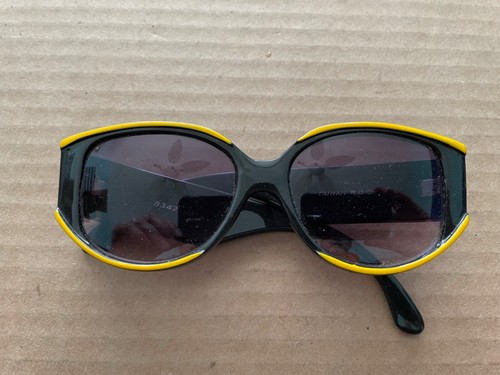 Occhiali da sole vintage NERO GIALLO STRIPE oversize Taiwan #8342 - Foto 3 di 14