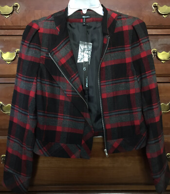 She Said Red Plaid Cropped Jacket