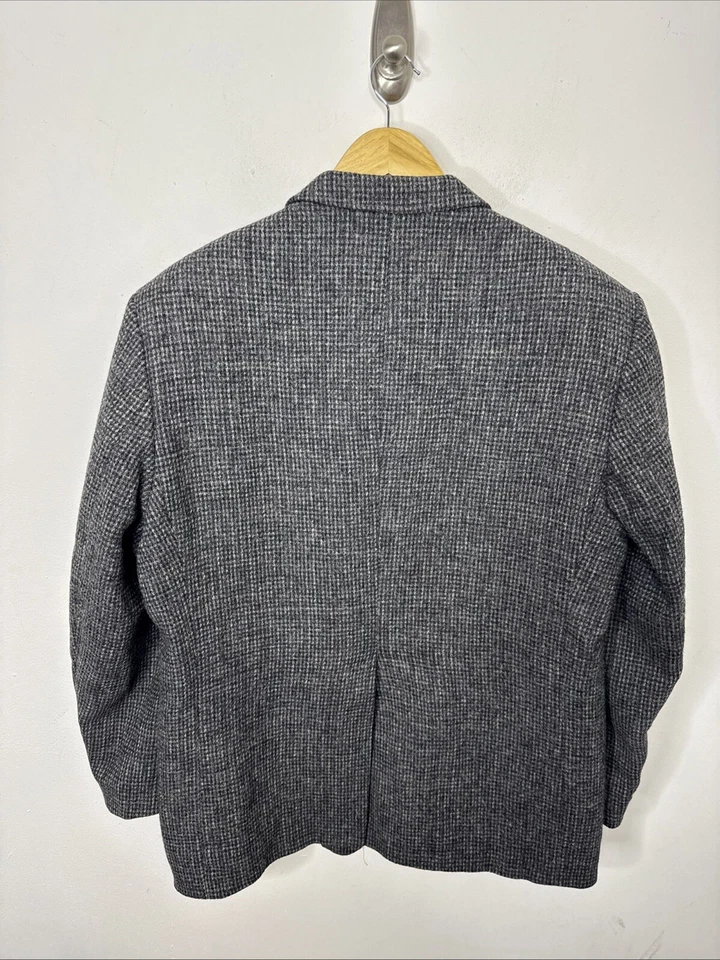 Casaco esportivo Harris Tweed masculino 46L alto lã cinza blazer Scottish Moores - Imagem 3 de 4