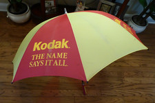 OLD "KODAK" GOLF UMBRELLA "THE NAME SAYS IT ALL" LOGO