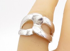 925 Sterling Silver Shiny Smooth Interlocked Design Band Ring Sz 7 RG5938