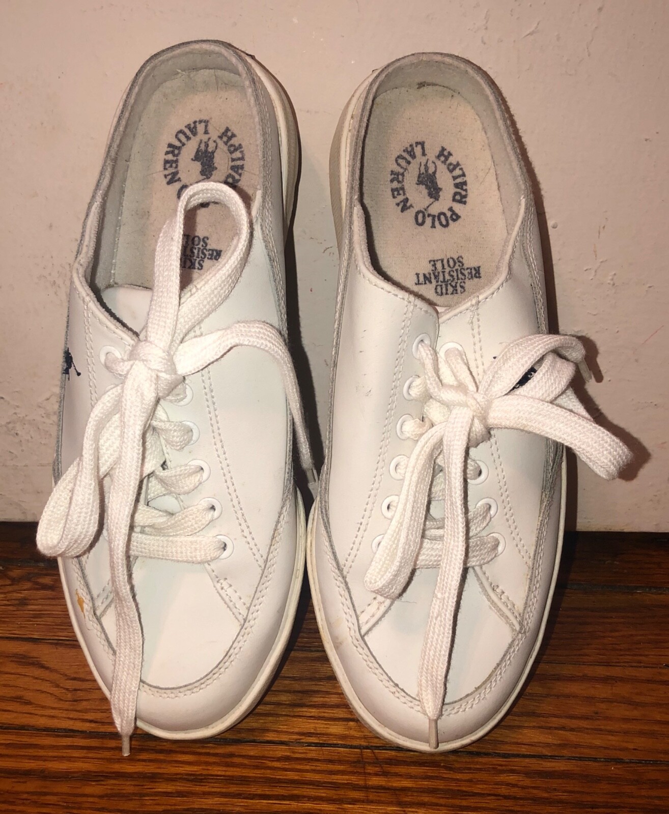 Polo vintage by Ralph Lauren bianca con logo pony sneaker mules donna 8 5B