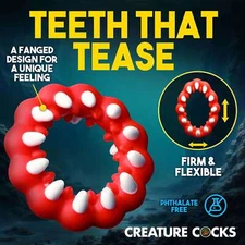 Creature Cocks Creature Silicone Cock Ring Stretchy Red & White
