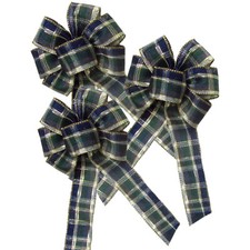 Wired Blueberry Plaid Christmas Wreath Bows - Christmas Bows for Decorations