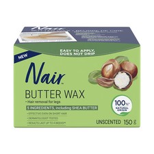 Nair Hair Removal Butter Wax Microwave No Strip Wax for Legs, Unscented 150g