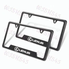 2PCS For LEXUS Carbon Fiber Look License Plate Frame ABS Laser Style Logo NEW