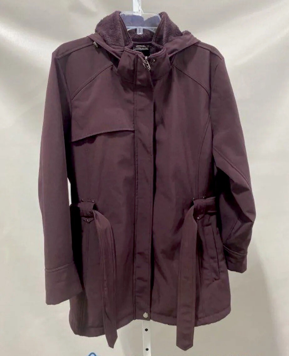 zeroxposur womens jacket 1X Maroon Belted Zip And Button Jacket Sz