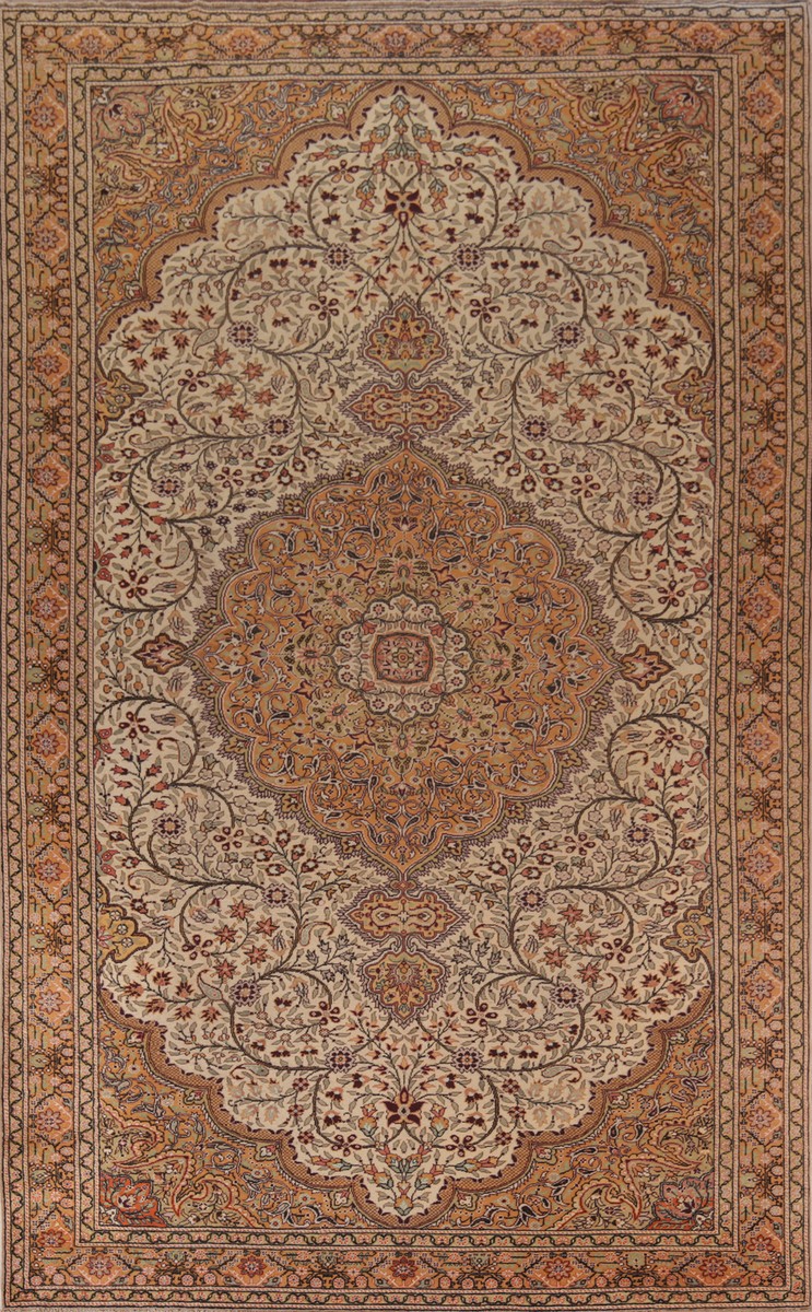 Vintage Ivory Floral Wool Handmade Anatolian Oriental Turkish Area