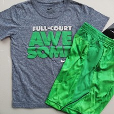 Nike Boys Size 6 Summer Dri-fit Shorts  T-Shirt Blue  Green NEW 48 Retail