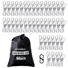 50PCS Stainless Steel Laundry Clothes Pins Heavy Duty Outdoor, Clothespins for