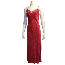 Victoria  s Secret 100 Silk Large Red Long Nightgown Maxi Dress Slip