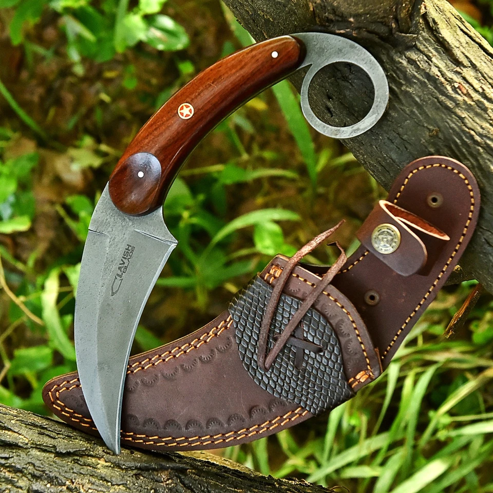 Custom Handmade Beautiful D2 Steel Blade Karambit Knife With Leather Sheath - Image 2 of 4