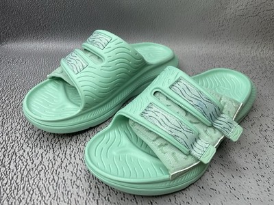 HOKA ONE ORA Unisex LUXE Mist Green Mint Sandalen Recovery Slides Größe M 7...