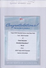 2026 Topps Now Chase DeLauter #12 Game Used Base Black Relic Redemption /10