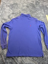 VINTAGE Polo Ralph Lauren Shirt Men XL Blue Turtle Neck Knit Cotton Made USA