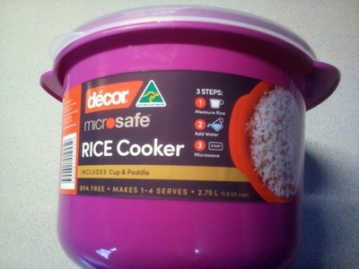 Decor 4-Piece Microwave Rice Cooker with Tools Purple NEW
