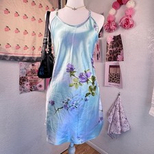 Vintage Secret Treasures Floral Satin Lace Trim Slip Dress small