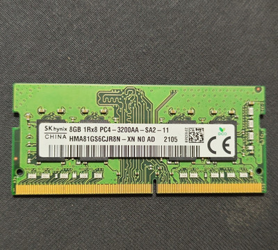 SK hynix 8GB DDR4 SDRAM SO-DIMM PC4-3200AA 260-Pin HMA81GS6CJR8N-XN