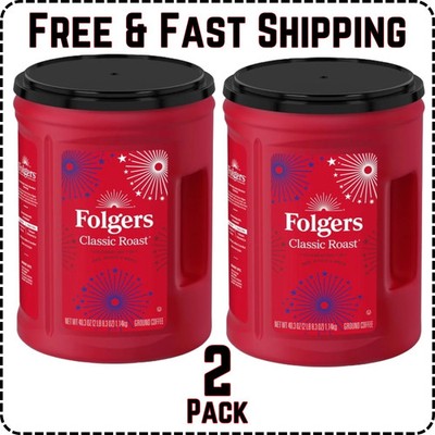 Folgers Classic Roast Ground Coffee Medium Roast 40.3 Oz Canister, 2 PACK