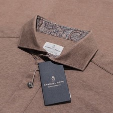 Emanuel Berg NWT Marseille Long Sleeve Polo Shirt Size 42 16.5 L Modern in Brown