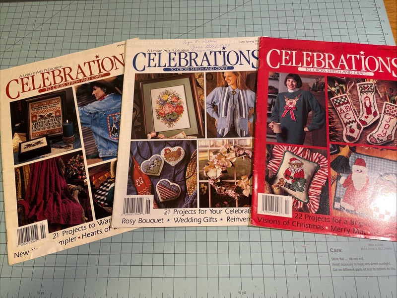 Vintage Leisure Arts Celebrations To Cross Stitch And Craft Magazine Lot- lotG 