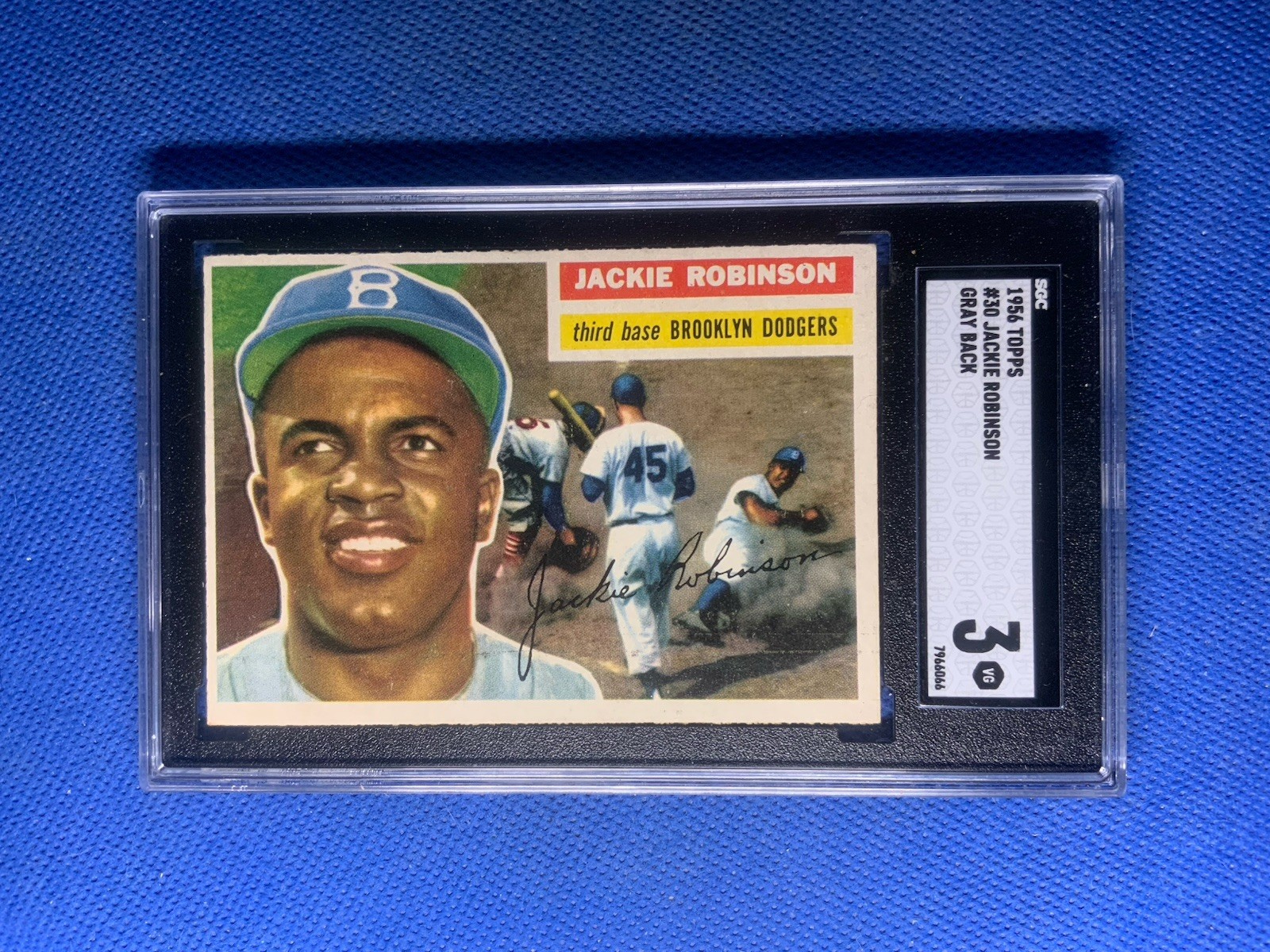 JACKIE ROBINSON - SGC 3 -  1956 TOPPS #30 -  Gray Back - BROOKLYN DODGERS