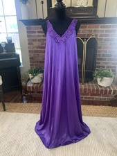 Vintage Vanity Fair Full Sweep Olga Style Nightgown Dress Purple Size L