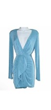 Lulus New w/ Tags Shimmering Blue Formal Long Sleeve Bodycon Dress Womens Large