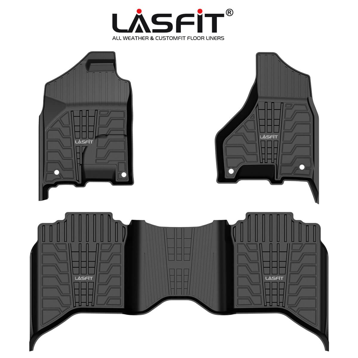 LASFIT Floor Liners for RAM 1500 2500 3500 2013-2024 2Row Full Coverage TPE Mat