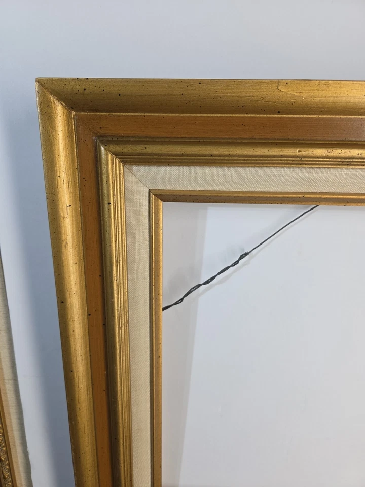 Marco Dorado Antiguo 11"x 14" Marco Beige Forro Sin Vidrio Foto 3 de 4