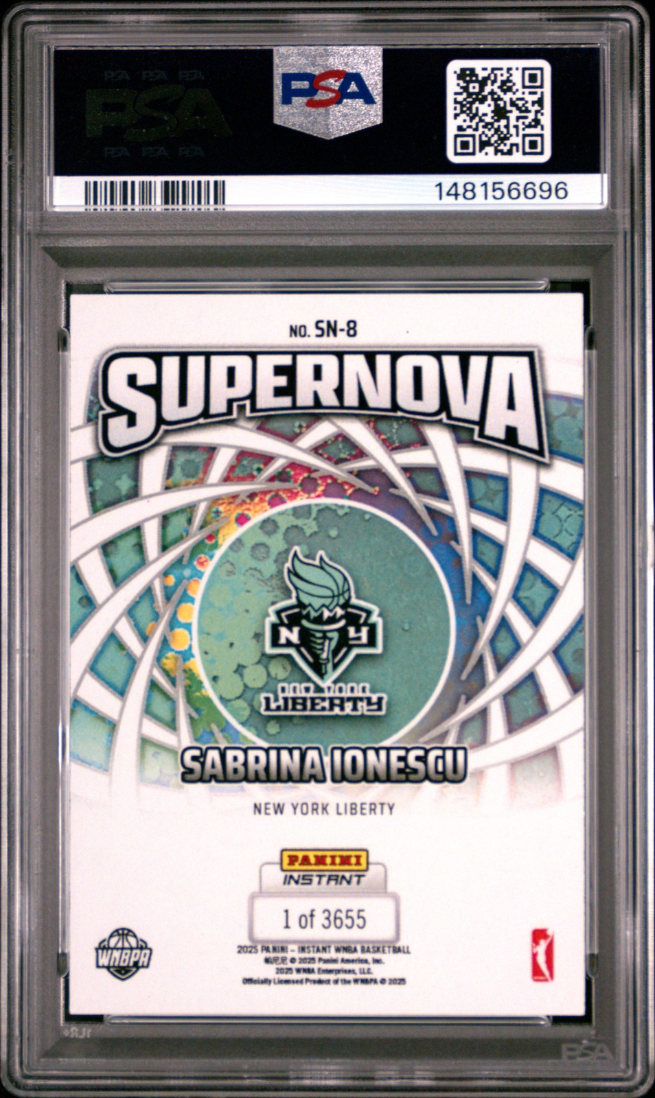 2025 PANINI INSTANT WNBA SUPERNOVA #SN-8 SABRINA IONESCU PSA 10 view 2
