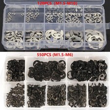 120/550PCS Assorted M1.5-M10 Stainless E Clips C Circlip Kit Retaining Snap Ring