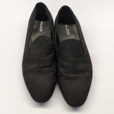 Aldo Men's Black Dress Loafers Slip-On Almond Toe Geometric EU 42.5 UK 8.5