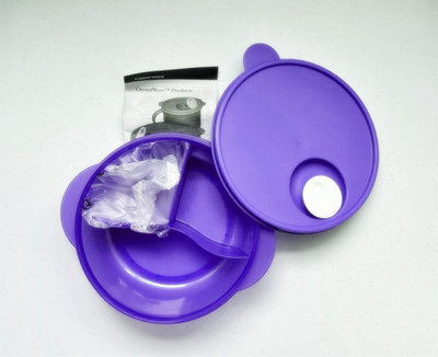 Tupperware CrystalWave Divided Lunch 'N Dish with Cold Cup In Blue New