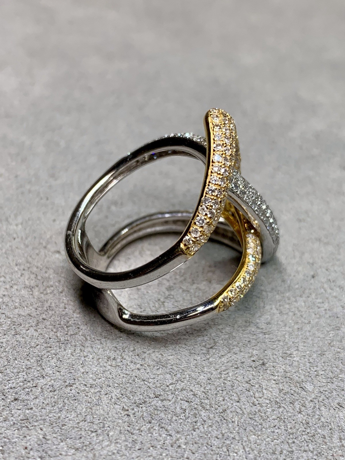 Effy 14K Two Tone Large Interlocking Diamond Ring… - image 2