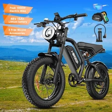 Hikeep Dirt Bike 1000W Peak e bike 20" Fat Tire Adults Mountain Ebike 48V 13Ah